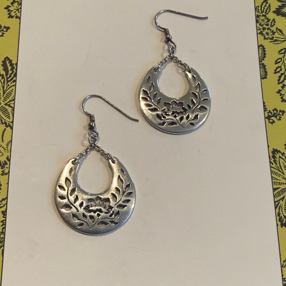Brighton Silver Floral Drop Earrings